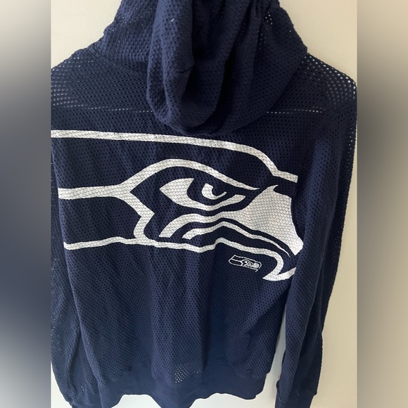 NWT Seattle Seahawks mesh hooded full zip jacket Navy Blue women’s L - Picture 9 of 14